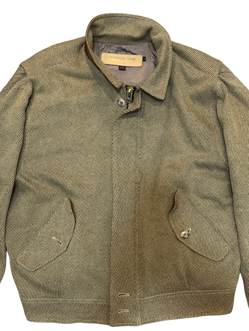 Vintage Mackenzie Tribe Men's Tan 100% Wool Twill Jacket - Made in the USA